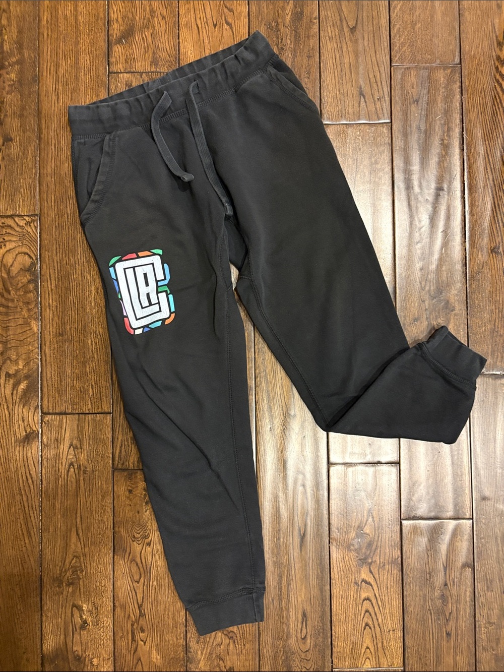 Men's Black Jogger Sweatpants with Multicolor Logo